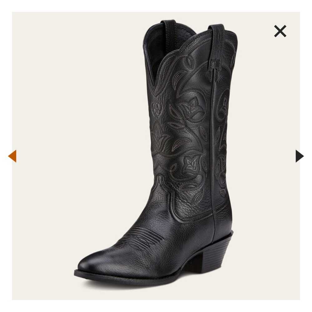 Heritage R Toe Western Boot - Black - Picture 2 of 9